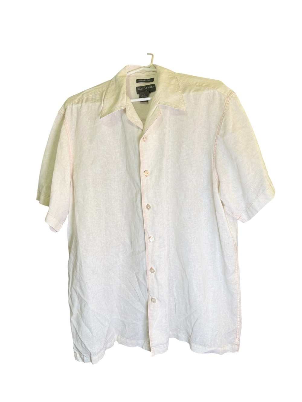 Saddlebred Men's Linen Blend Short Sleeve Button-Down Shirt - White size XL EUC